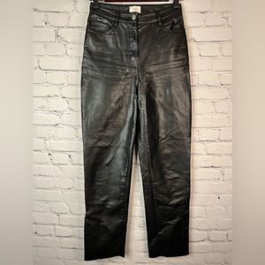 Wilfred Aritzia The Melina Faux Vegan Leather Straight Leg Trouser Pants Black 0